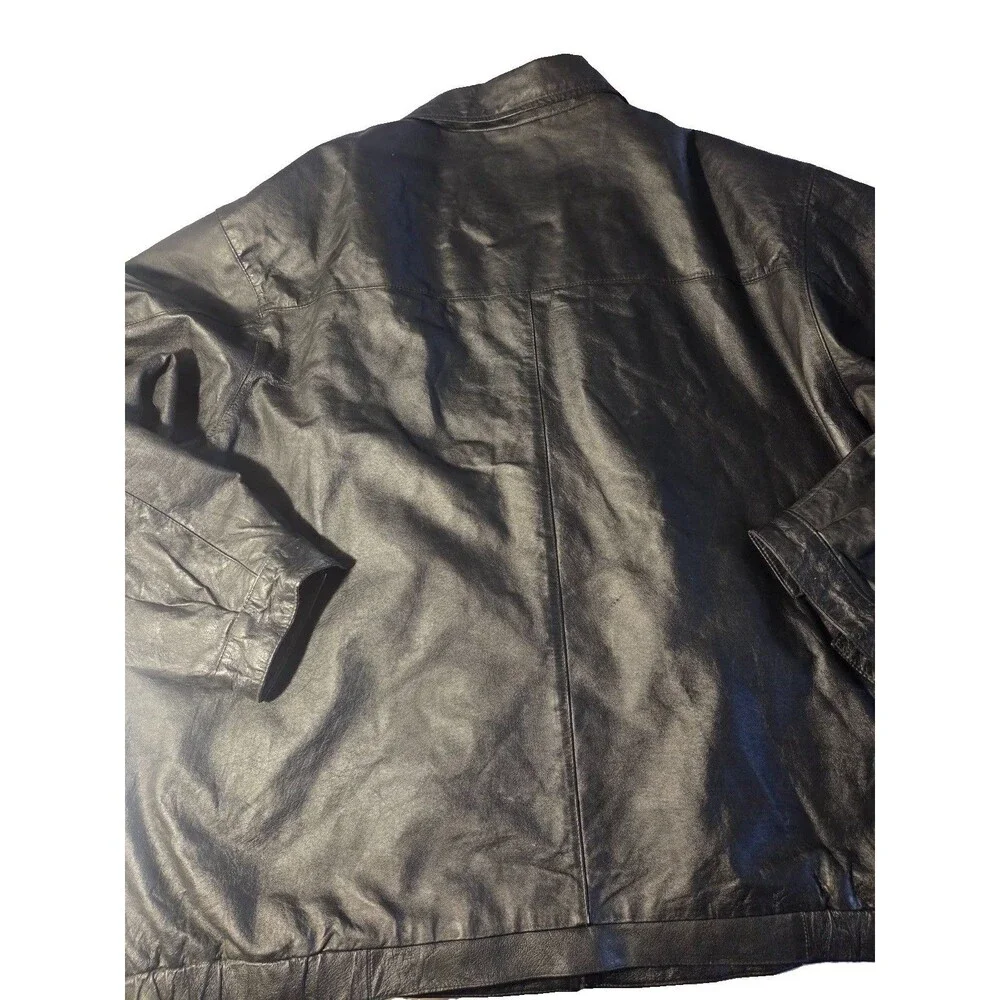 Harbor Bay 3XLT Mens Black Leather Jacket Zip Up